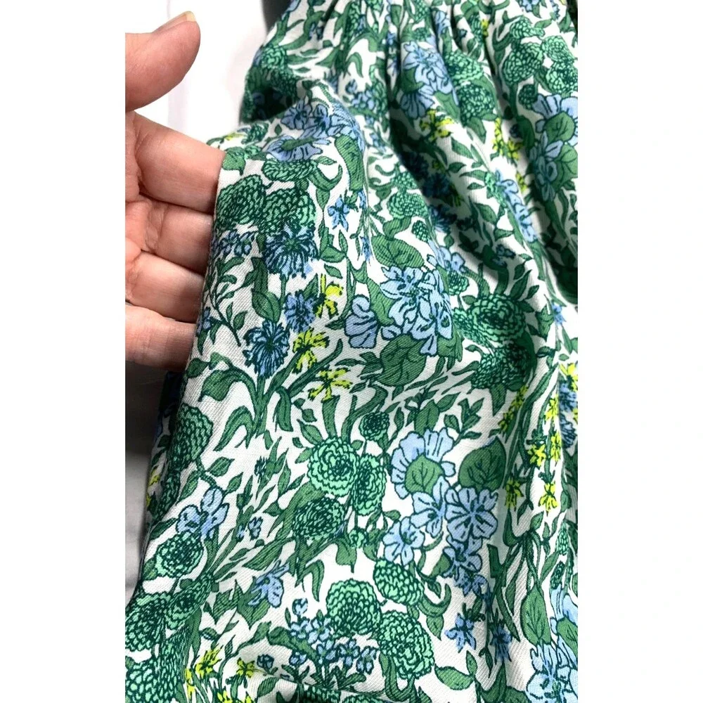 J.Crew Paisley Linen Blend Babydoll Sundress Pockets Size 14